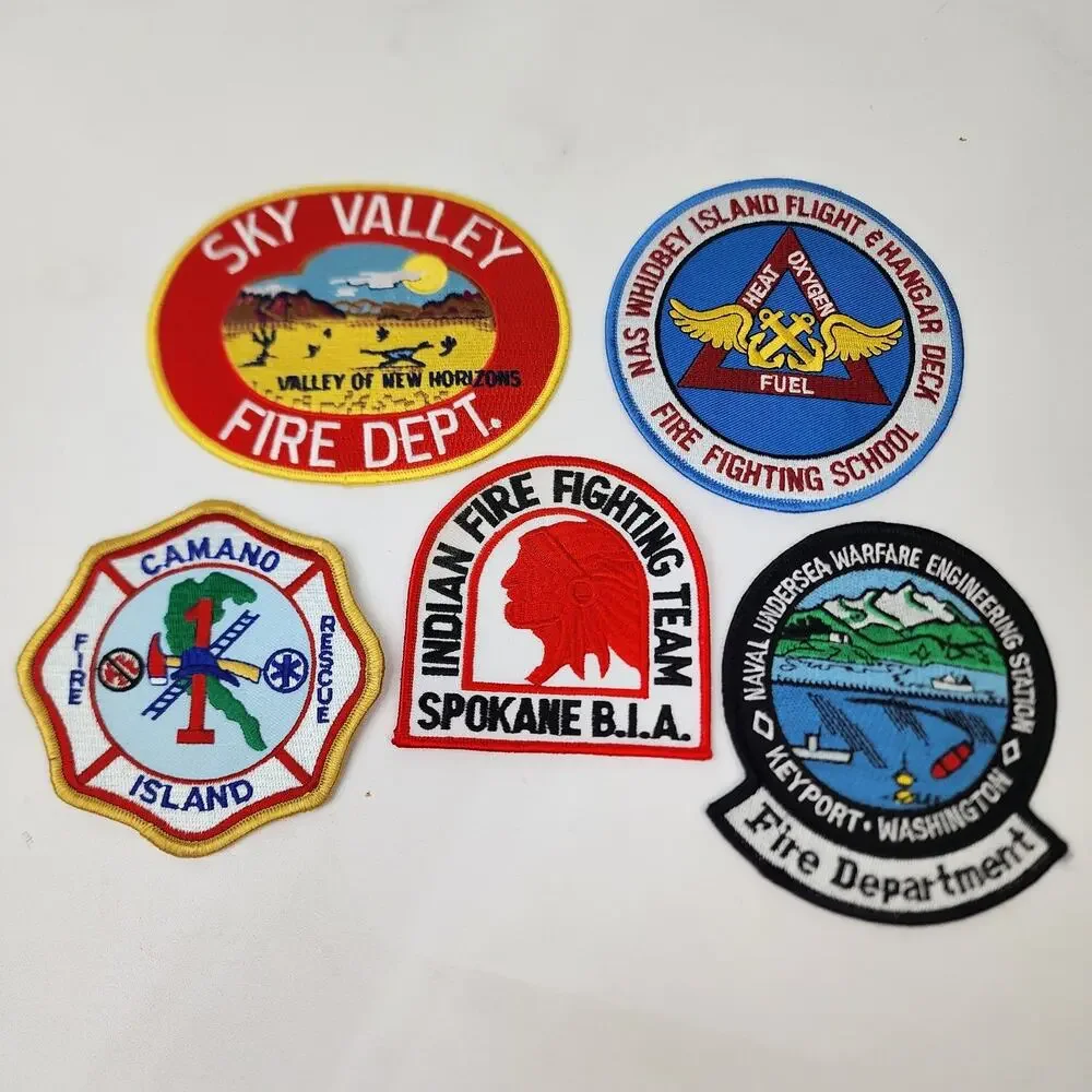 Lot of 5 Fire Dept Patches Washington Sky Valley Whidbey Keyport Camano Spokane